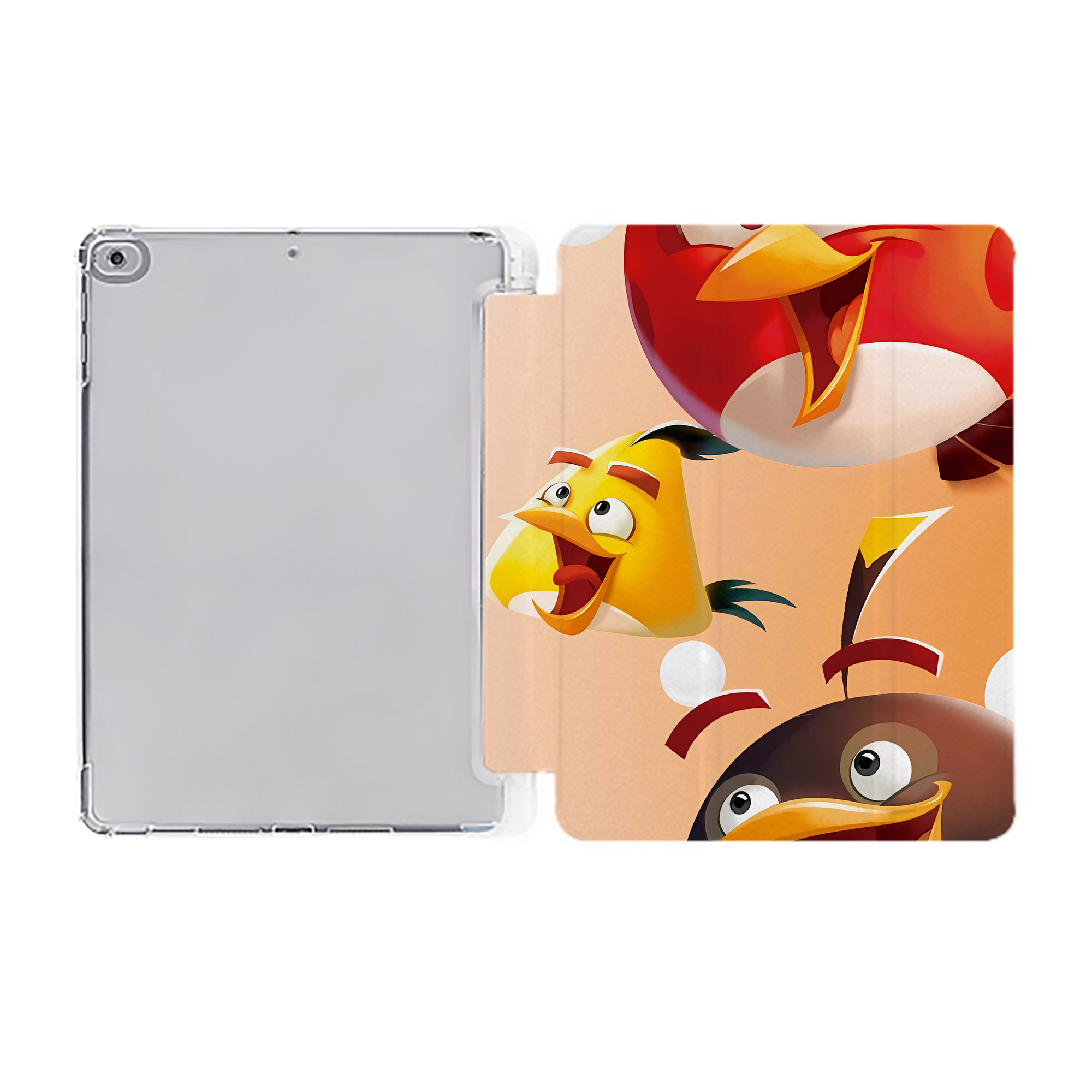 （画像用） Angry Birds アングリーバード IPad ケース ペン収納付き 三つ折りスタンド PUレザー×シリコン 対応機種9.5/10.5/10.9インチ